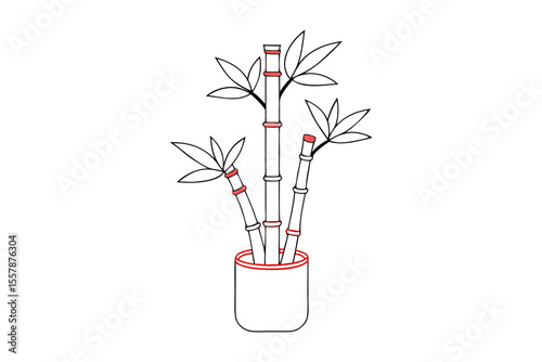 Elegant Lucky Bamboo Line Drawing for Chinese New Year Decoration