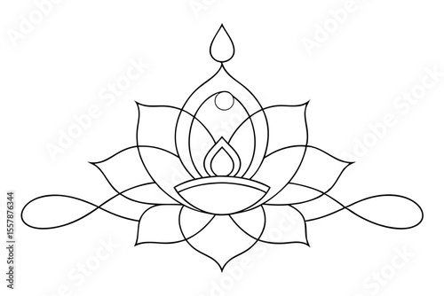 Simple Rangoli Decorative Sketch for Festive Diwali Projects
