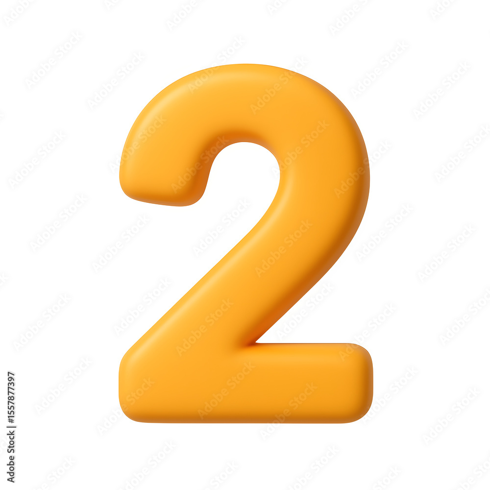 Naklejka premium Bright Orange Three Dimensional Number Two Isolated On A Black Background With Red Outline Transparent Background