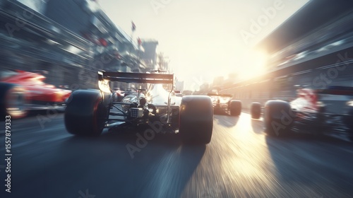 International F1 Race Track with F1 Race Cars Racing.

