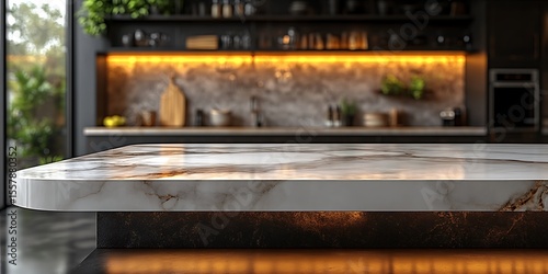 Ultra-Realistic Kitchen Mockup Marble Countertop Design