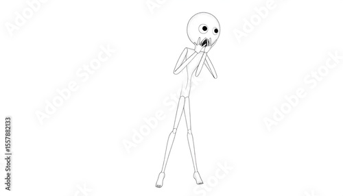Scared Skeleton Cartoon Character.