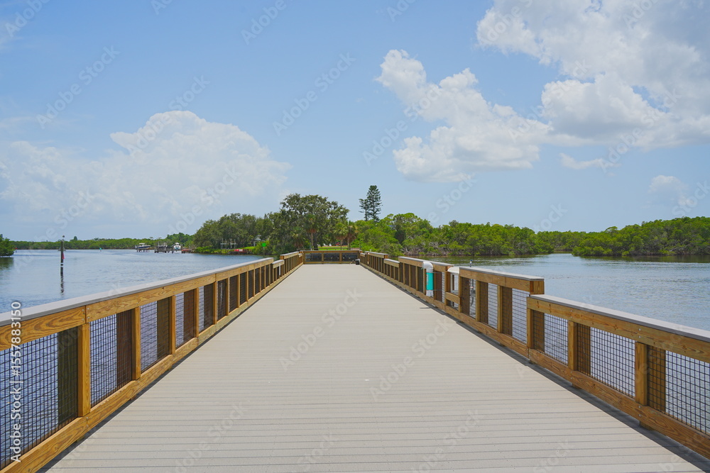 Fototapeta premium St. Petersburg, Forida, USA 06 29 2025: The landscape of Weedon Island Preserve Cultural and Natural History Center
