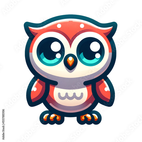 Owl's Delight: A charming illustration of a wide-eyed, cartoon owl, its adorable features radiating friendliness and warmth. Perfect for children's content or designs centered around education.