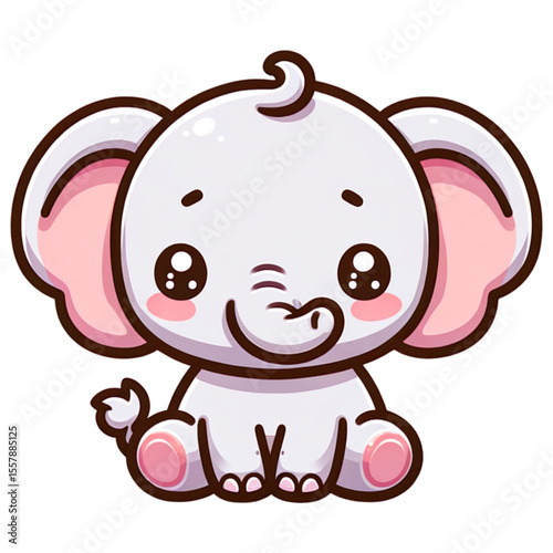 Adorable Baby Elephant Illustration: A captivating illustration showcases a charming baby elephant, with big eyes. Its innocent and playful demeanor is perfectly captured in the endearing artwork.