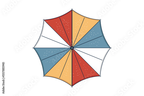 Flat cartoon umbrella illustration in simple style, colorful vector perfect for minimalist designs and baby fashion
