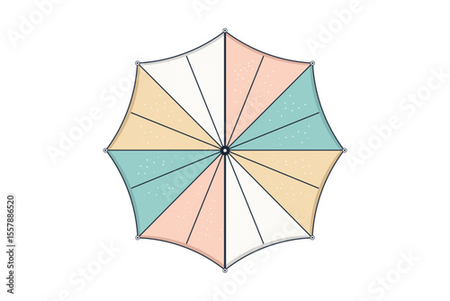 Vector cartoon of umbrella in soft flat colors, ideal for nursery-themed content, children’s backgrounds, and pastel icon sets
