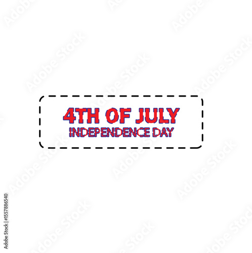 4th of july, independence day poster with white background with line