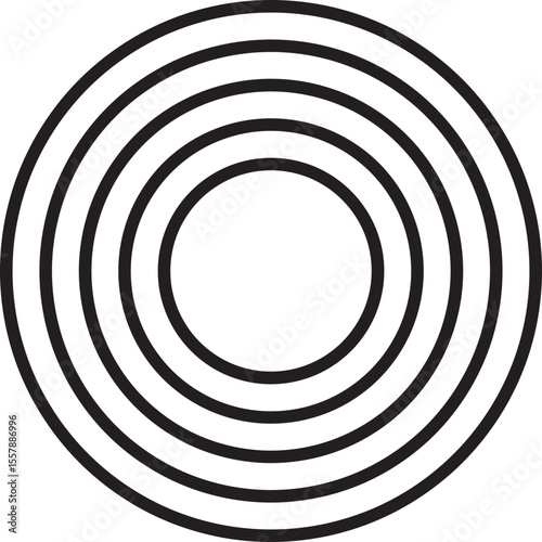 Circular structure composed of five evenly spaced concentric rings.