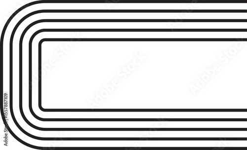 Open rectangular structure featuring softened corners and five concentric parallel lines outlining the form with one side removed.