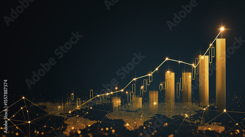 Abstract black background with Colorful charts and graphs with statistics to innovative analyze business potential and forecast future development of companies growth.