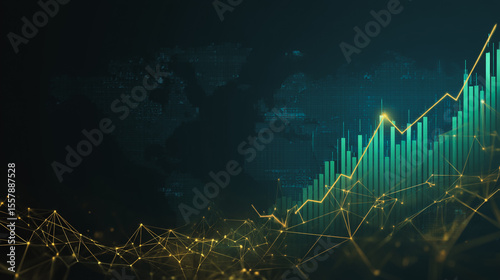 Abstract black background with Colorful charts and graphs with statistics to innovative analyze business potential and forecast future development of companies growth.