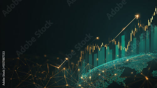 Abstract black background with Colorful charts and graphs with statistics to innovative analyze business potential and forecast future development of companies growth.