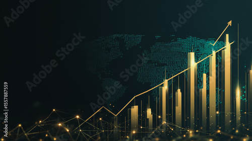 Abstract black background with Colorful charts and graphs with statistics to innovative analyze business potential and forecast future development of companies growth.
