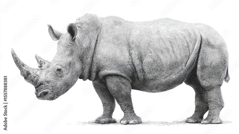 Fototapeta premium Grayscale rhinoceros profile