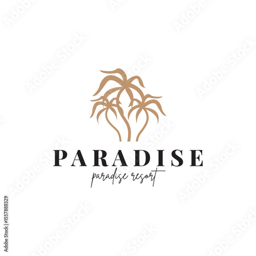 beach resort palm tree logo icon vector illustration template design