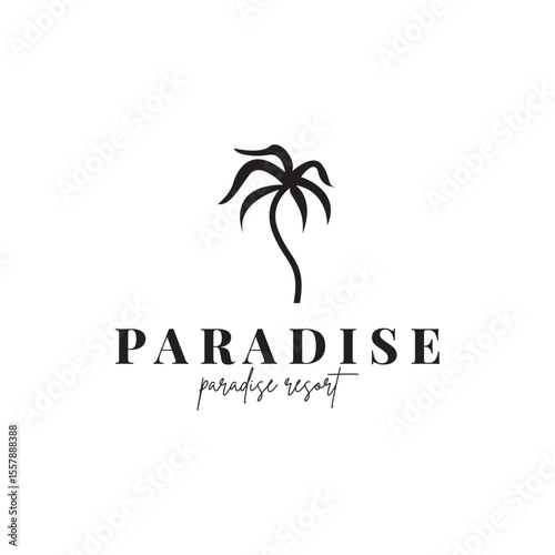 beach resort palm tree logo icon vector illustration template design