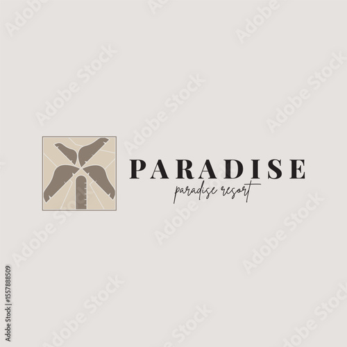 beach resort palm tree logo icon vector illustration template design