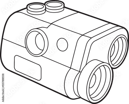 Military laser rangefinder illustration in clean line art for vector use