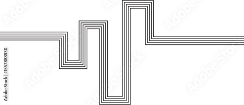 Geometric structure defined by straight linear paths and five layers of parallel concentric contours.