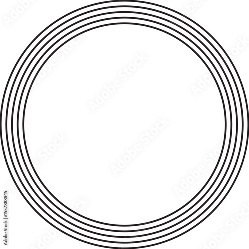 Circular figure formed by five evenly spaced parallel rings arranged concentrically.