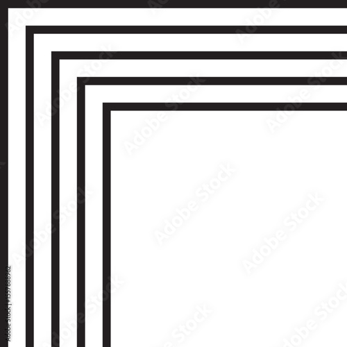 Fragment of a square structure shown as a corner segment composed of five concentric and parallel line contours.