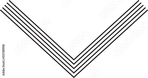 V-shaped linear structure outlined with five concentric and parallel line contours forming angular geometry.