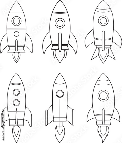 Multiple shoulder launched rockets in black and white outline art