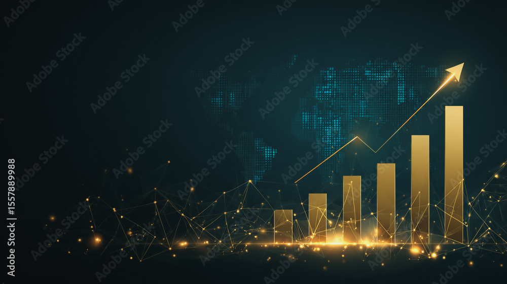 Fototapeta premium Abstract black background with Colorful charts and graphs with statistics to innovative analyze business potential and forecast future development of companies growth.