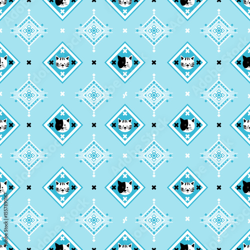 Geometric pattern in blue tones, white isolate background