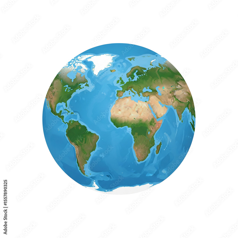 Fototapeta premium Planet Earth Globe Isolated on White Background - Global Map Illustration.