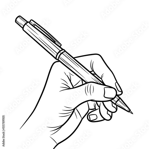 Hand holding a pen, ready to write or draw