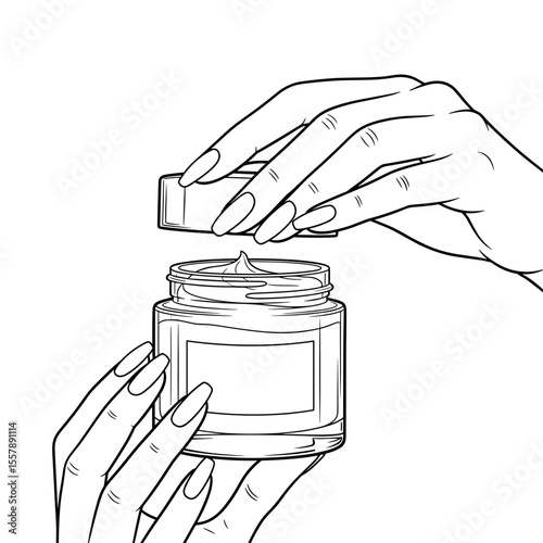Hands opening a skincare jar, symbolizing beauty and self-care routine