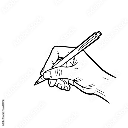 Hand holding a pen, ready for writing or drawing 