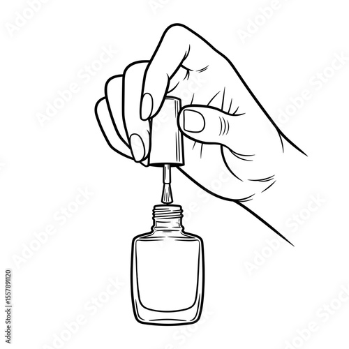 Hand opening a nail polish bottle, preparing for a manicure or nail art application