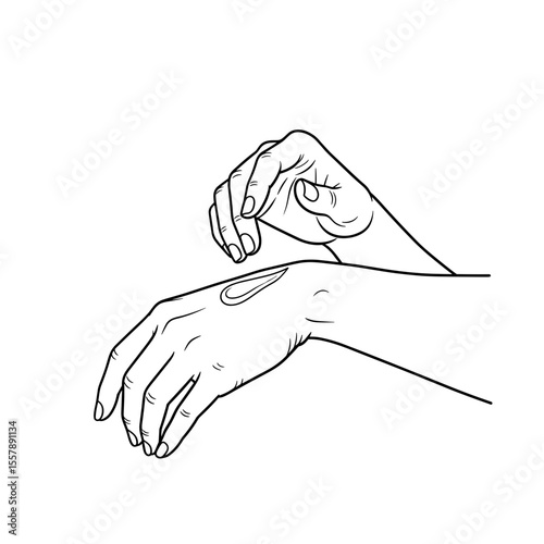 Hands applying hand cream, symbolizing skincare and moisture treatment