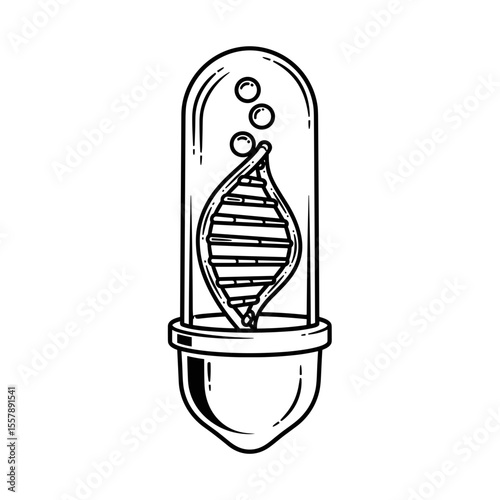 DNA double helix inside a capsule, symbolizing genetic preservation and innovation