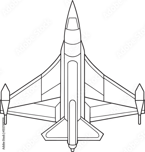 Fighter jet outline artwork ideal for aviation and military themed vector designs