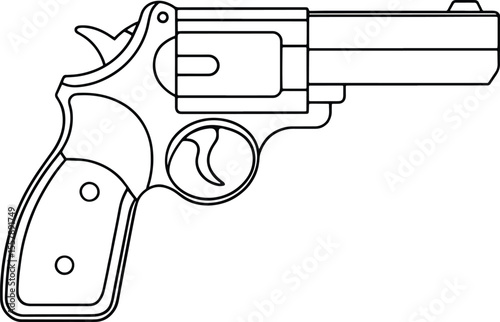 Revolver flare gun weapon icon in minimal vector art for design and security themes