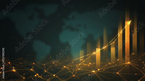 charts and graphs with statistics to innovative analyze business potential and forecast future development of companies growth network points Earth's surface