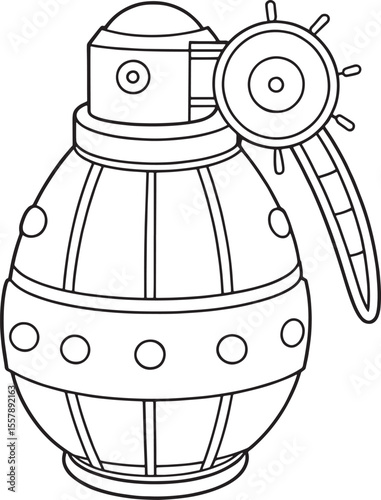 Improvised explosive device drawing in black and white for education or coloring