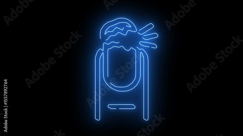 Mental health neon icon with human head and flower symbol