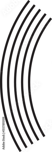 Segment of a circle represented by five evenly spaced parallel lines forming a partial arc shape.