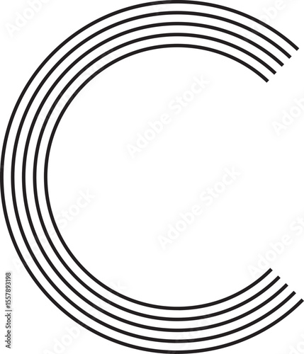 Open circular figure forming a C-like arc using five concentric and evenly spaced line contours.