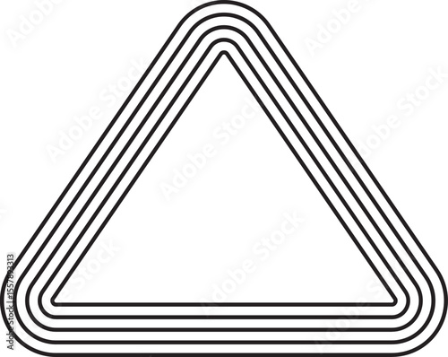Triangle with all corners rounded constructed using five evenly spaced concentric parallel lines.
