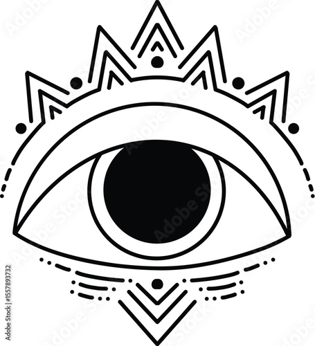 Evil doodle eye. Hand drawn magic witchcraft eye talisman, magical esoteric eyes, religion sacred geometry symbols vector illustration icon. Amulet talisman, various luck souvenir design