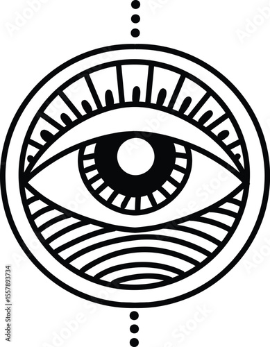 Evil doodle eye. Hand drawn magic witchcraft eye talisman, magical esoteric eyes, religion sacred geometry symbols vector illustration icon. Amulet talisman, various luck souvenir design