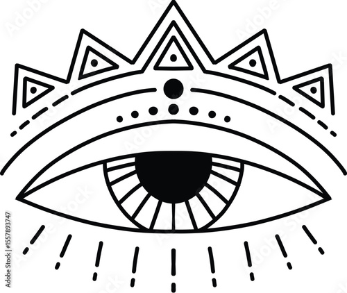Evil doodle eye. Hand drawn magic witchcraft eye talisman, magical esoteric eyes, religion sacred geometry symbols vector illustration icon. Amulet talisman, various luck souvenir design