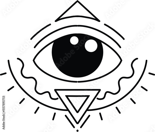Evil doodle eye. Hand drawn magic witchcraft eye talisman, magical esoteric eyes, religion sacred geometry symbols vector illustration icon. Amulet talisman, various luck souvenir design