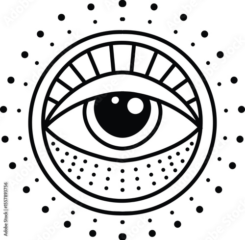 Evil doodle eye. Hand drawn magic witchcraft eye talisman, magical esoteric eyes, religion sacred geometry symbols vector illustration icon. Amulet talisman, various luck souvenir design